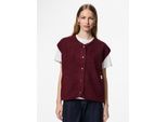 Plüschweste PIECES "PCKATTY TEDDY VEST NOOS BC", Damen, Gr. M, tawny port, Plüsch, Obermaterial: 100% Polyester, unifarben, normal, V-Ausschnitt, Westen, Kunstfaser