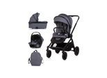 Chipolino Kombikinderwagen Magnum 3 in 1 Babywanne Sportsitz i-Size Babyschale grau