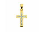 Kreuzkette ADELIA´S "Halskette - Kreuzkette mit Kreuz Anhänger mit Zirkonia aus 375", gold, Halsketten, Damen, Gelbgold 375 Gold, Gelbgold 375, Gold, Kreuzkette, Schmuckset mit bis 45 cm stufenlos verstellbarer 925 Silber Halskette