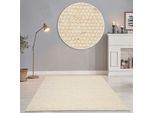 Wollteppich THEKO "Alpen", beige (natur), B:40cm H:12mm L:60cm, Schurwolle, Teppiche, handgewebter Wendeteppich, meliert, reine Wolle, Wohnzimmer