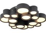 GLOBO LIGHTING Deckenleuchte "DARLA", schwarz (anthrazit matt), 1, Ø 45cm H: 12cm, 1 Stk., Leuchten, Anthrazit Deckenleuchte, Acrylkristalle klar, dimmbar, 450mm Ø, Deckenleuchte