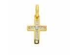 Kreuzkette ADELIA´S "Halskette - Kreuzkette mit Kreuz Anhänger mit Zirkonia aus 333", gold, Halsketten, Damen, Gelbgold 333 Gold, Gelbgold 333, Gold, Kreuzkette, Schmuckset mit bis 45 cm stufenlos verstellbarer 925 Silber Halskette