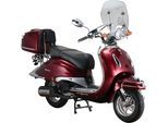 Motorroller ALPHA MOTORS "Firenze Limited", rot (weinrot, schwarz), Motorroller, 45 km/h, im Retro-Look, B:85cm H:108,5cm L:189cm