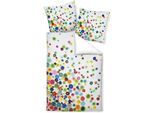Bettwäsche JANINE "modern art", bunt (multicolor), B/L: 155cm x 200cm, 1 Stk., 1 Stk., Mako-Satin, B/L: 80cm x 80cm, 2 Stk., Mako-Satin, Obermaterial: 100% Baumwolle, Bettwäsche, Bettwäsche, mit Reißverschluss