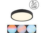 GLOBO LIGHTING Deckenleuchte "JESS", schwarz matt, 1, Ø 30cm H: 7,7cm, 1 Stk., Leuchten, Smarte Deckenleuchte, dimmbar, App-Steuerung, vielseitig, Deckenleuchte