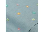 Leichter Jeansstoff (Hemdenjeans) "Blume" bestickt, hellblau/bunt