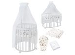 Waldin Babybett OWAL Kinderbett 7in1 mit Matratze, mitwachsendes Kinder-Bett