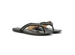 Tower Footwear Metallic Bead Thong Damen Schwarze Sandalen