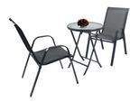 Garten-Essgruppe VCM "3tlg Balkonset Gartenmöbel Stapelstühle Set Sonlas", grau (anthrazit), B:56cm T:73cm, Obermaterial: 90% Metall MT. 10% Textilmaterial TEXMAT., Sitzmöbel-Sets