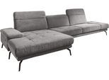 Recamiere DIE PLANBAR "MP-IN20126 L-Form mit Federkern-Polsterung", grau, B:328cm H:82cm T:190cm, 100% Polyester, Sofas, Recamiere, mit Kopfteilverstellung, optional Sitztiefen- & Armteilverstellung