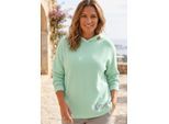Kapuzenpullover KANGAROOS, Damen, Gr. 52/54, hellgrün, Feinstrick, Obermaterial: 50% Viskose, 26% Polyester, 24% Polyamid, unifarben, lässig geschnitten hüftlang, Aufschlag, Pullover Kapuzenpullover, aus Viskose-Mix, lässige Passform, Langarm, große Größen
