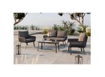 Ambia Garden Loungegarnitur, Anthrazit, Schwarz, Metall, Glas, Textil, 4-teilig, Füllung: Polyester,Schaumstoff, einzeln stellbar, Flachrohr, 125x74x74 cm, rostfrei, Tisch mit Glasplatte, Loungemöbel, Gartenlounge-Sets
