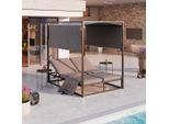 Ambia Garden Sonneninsel, Dunkelgrau, Metall, Textil, Füllung: Schaumstoff, 200x196x148 cm, große Liegefläche, verstellbares Dach, Loungemöbel, Sonneninseln