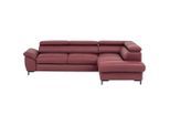 Stylife Ecksofa, Bordeaux, Metall, Echtleder, Rindleder, 3-Sitzer, Ottomane rechts, L-Form, 268x213 cm, Goldenes M, Bettkasten erhältlich, Fußauswahl, Lederauswahl, Bettfunktion Hocker erhältlich, Wohnzimmer, Sofas & Couches, Wohnlandschaften, Ecksofas
