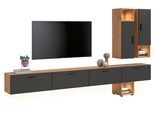 Schrank-Set HOME AFFAIRE "ENESTE, 9-teilig, in verschiedenen Farben, individuell kombinierbar", schwarz (artisan eiche nachbildung, basalt grau), B:300cm H:34cm T:178cm, Spanplatte, Kastenmöbel-Sets, inkl. Beleuchtung, Stauraumelement, Kombination, Schrankwand, Lowboard