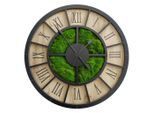 Wanduhr -, Schwarz, Eiche, Dunkelgrün, Holz, Metall, Kunststoff, Fsc, Made in EU, Dekoration, Uhren, Wanduhren