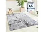 Teppich LUXOR LIVING "Lago", grau (anthrazit, grau), B:80cm H:6mm L:150cm, Polyester, Teppiche, Teppich, faltbarer Teppich, modernes Design, waschbar, In- und Outdoor geeignet