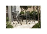 Ambia Garden Gartentischgruppe, Anthrazit, Schwarz, Metall, Kunststoff, Textil, quadratisch, Flachrohr, Stühle klappbar, Rückenlehne mehrfach verstellbar, Gartenmöbel, Gartenmöbel-Sets