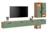 Schrank-Set HOME AFFAIRE "ENESTE, 9-teilig, in verschiedenen Farben, individuell kombinierbar", grün (artisan eiche nachbildung, smoke grün), B:300cm H:34cm T:178cm, Spanplatte, Kastenmöbel-Sets, inkl. Beleuchtung, Stauraumelement, Kombination, Schrankwand, Lowboard