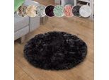 Fellteppich PACO HOME "Playa 960", schwarz, H:64mm Ø:30cm, Polyester, Teppiche, Fellteppich, Kunstfell, Flokati-Optik, Hochflor, weich und flauschig, Uni-Farben