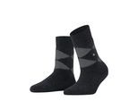 Haussocken BURLINGTON "Cosy Argyle", Damen, Gr. 36-41, grau (schwarz), Baumwollmischung, Argyle-Muster, Socken, Einheitsgröße 36-41, Argyle-Muster, wärmend, Vollplüsch innen