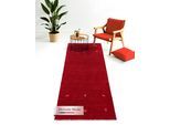 Wollteppich CARPETFINE "Gabbeh Uni, auch als Läufer und Rund erhältlich", rot, B:60cm H:15mm L:180cm, Wolle, Teppiche, reine Wolle, handgewebt, Gabbeh Loom Tiermotiv, große Farbauswahl