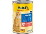 MultiFit Nassfutter Katze Adult, Paté, Rind und Leber 24x400 g