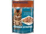 PREMIERE Tender Stripes Nassfutter Katze Adult Huhn und Leber 56x85 g