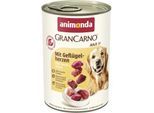 animonda GranCarno Original Nassfutter Hund Adult, Geflügelherzen 24x400 g