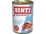 RINTI Kennerfleisch Nassfutter Hund, Adult, Dose, Geflügelherzen 24x400 g