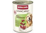 animonda GranCarno Original Nassfutter Hund Adult, Rind und Entenherzen 24x400 g