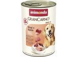 animonda GranCarno Original Nassfutter Hund Adult, Rind und Huhn 24x400 g