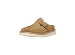 Hausschuh CLARKS "Solsbury Mule", Damen, Gr. 38, camelfarben, Schuhe Hausschuh, mit Stitch-down-Konstruktion