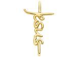 Kettenanhänger JOBO "Kreuz mit Jesus-Schriftzug", gelb (gelbgold 375), Schmuckanhänger, Damen, Gelbgold 375, Kettenanhänger, 375 Gold 20 mm
