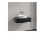 Villeroy und Boch Antao Waschtisch-Unterschrank K08050PD 80x19x50cm, Hahnloch, Waschbeckenplattenfarbe Lack, black matt lacquer