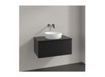 Villeroy und Boch Antao Waschtisch-Unterschrank K30150PD 80x36x50cm, Hahnloch, Waschbeckenplattenfarbe Lack, black matt lacquer