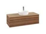 Villeroy und Boch Antao Waschtisch-Unterschrank K21051HM 120x36x50cm, Hahnloch, Waschbeckenplattenfarbe honey oak, warm walnut