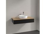 Villeroy und Boch Antao Waschtisch-Unterschrank K09151PD 100x19x50cm, Hahnloch, Waschbeckenplattenfarbe honey oak, black matt lacquer