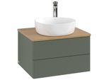Villeroy und Boch Antao Waschtisch-Unterschrank K18151HL 60x36x50cm, Hahnloch, Waschbeckenplattenfarbe honey oak, leaf green matt lacquer