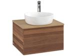 Villeroy und Boch Antao Waschtisch-Unterschrank K29151HM 60x36x50cm, Hahnloch, Waschbeckenplattenfarbe honey oak, warm walnut