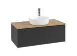 Villeroy und Boch Antao Waschtisch-Unterschrank K31151PD 100x36x50cm, Hahnloch, Waschbeckenplattenfarbe honey oak, black matt lacquer