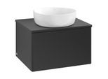 Villeroy und Boch Antao Waschtisch-Unterschrank K29050PD 60x36x50cm, Hahnloch, Waschbeckenplattenfarbe Lack, black matt lacquer