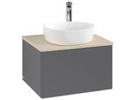 Villeroy und Boch Antao Waschtisch-Unterschrank K29053GK 60x36x50cm, Hahnloch, Waschbeckenplattenfarbe botticino, anthracite matt lacquer