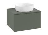Villeroy und Boch Antao Waschtisch-Unterschrank K29150HL 60x36x50cm, Hahnloch, Waschbeckenplattenfarbe Lack, leaf green matt lacquer