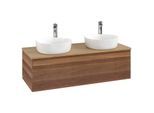 Villeroy und Boch Antao Waschtisch-Unterschrank K35051HM 120x36x50cm, Hahnloch, Waschbeckenplattenfarbe honey oak, warm walnut