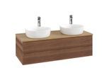 Villeroy und Boch Antao Waschtisch-Unterschrank K24151HM 120x36x50cm, Hahnloch, Waschbeckenplattenfarbe honey oak, warm walnut