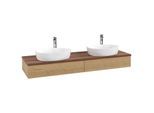 Villeroy und Boch Antao Waschtisch-Unterschrank L17152HN mit Beleuchtung mit Struktur, 160x19x50cm, Hahnlochbohrung, Waschbeckenplattenfarbe warm walnut, honey oak