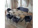 Esszimmer-Set MCW-L13, 4er-Set Stuhl+Sitzbank Esszimmergruppe Sitzgruppe Esszimmergarnitur, Stoff/Textil ~ anthrazit