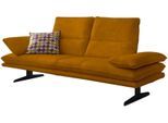 2-Sitzer W.SCHILLIG "broadway, Designsofa mit tollem Sitzkomfort, Breite 216cm", gelb (brandy s37), B:216cm H:94cm T:96cm, Stoff S37 (100% Polyester): Luxus-Microfaser in Lederoptik, Sofas, Sitztiefenverstellung, Kopfteil- & Seitenteilverstellung, Breite 216cm