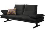 2-Sitzer W.SCHILLIG "broadway, Designsofa mit tollem Sitzkomfort, Breite 216cm", grau (graphit z59), B:216cm H:94cm T:96cm, Longlife Xtra-Leder Z59: Glattleder mit modischer Prägung. Hautstärke 0, 9 - 1, 1 mm, Sofas, 2-Sitzer, Sitztiefenverstellung, Kopfteil- & Seitenteilverstellung, Breite 216cm